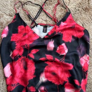 Victoria's Secret Black and Red Floral Top